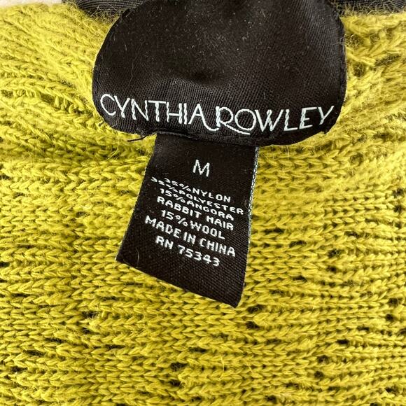 Cynthia Rowley Green M Knit Cardigan Sweater Wool Flowy Open Front Long Sleeve - Picture 8 of 9